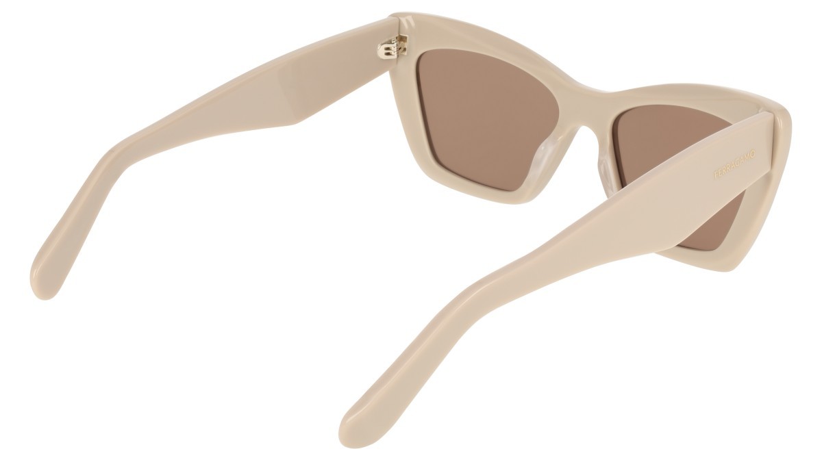 Sunglasses Salvatore Ferragamo SF929SN (259) color beige shape butterfly lenses solid brown