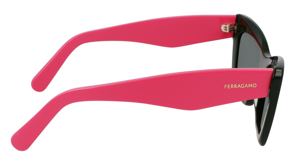Sunglasses Salvatore Ferragamo SF929SN (304) color dark green/peonia pink shape butterfly lenses solid green