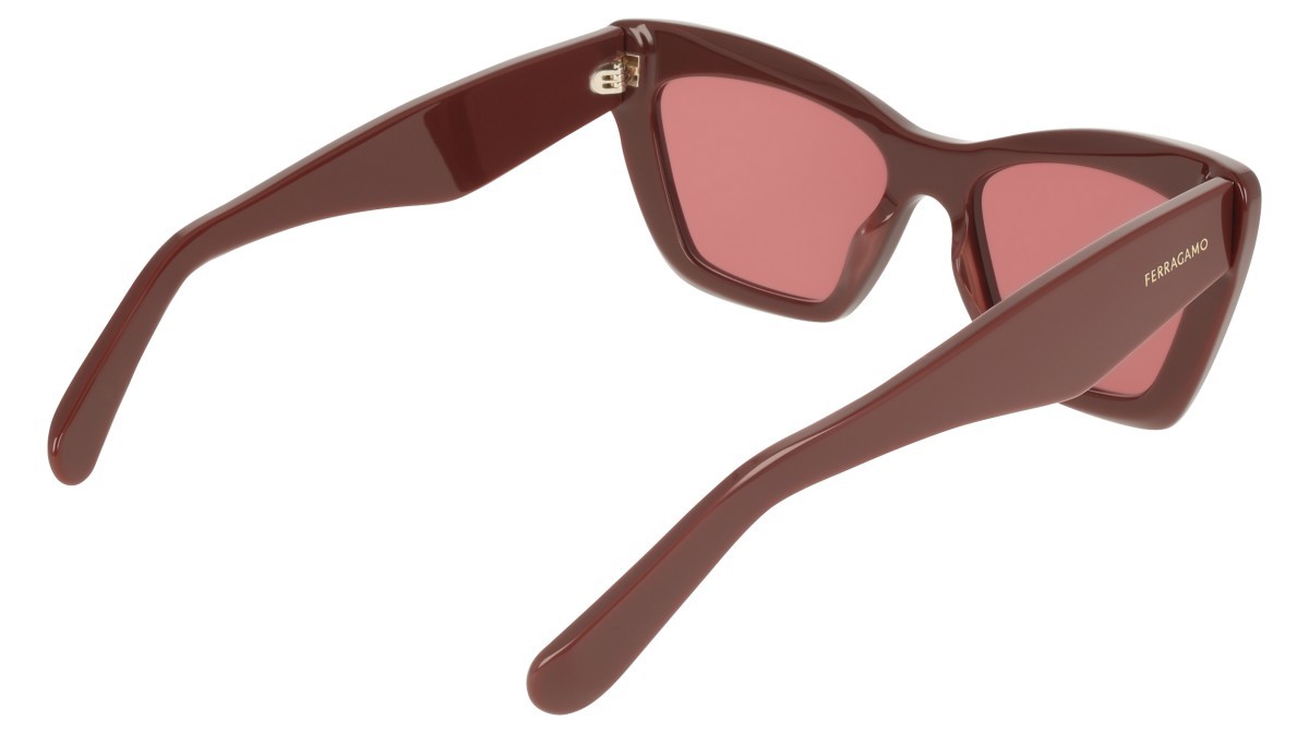 Sunglasses Salvatore Ferragamo SF929SN (606) color burgundy shape butterfly lenses solid wine
