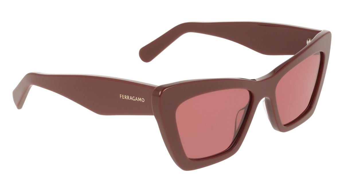 Sunglasses Salvatore Ferragamo SF929SN (606) color burgundy shape butterfly lenses solid wine
