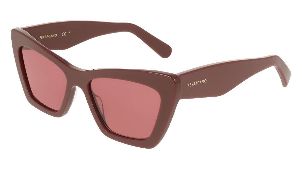 Sunglasses Salvatore Ferragamo SF929SN (606) color burgundy shape butterfly lenses solid wine
