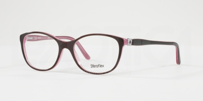Eyeglasses Sferoflex SF 1548 (C518) color top plum on opalin pink shape irregular lenses demo lens