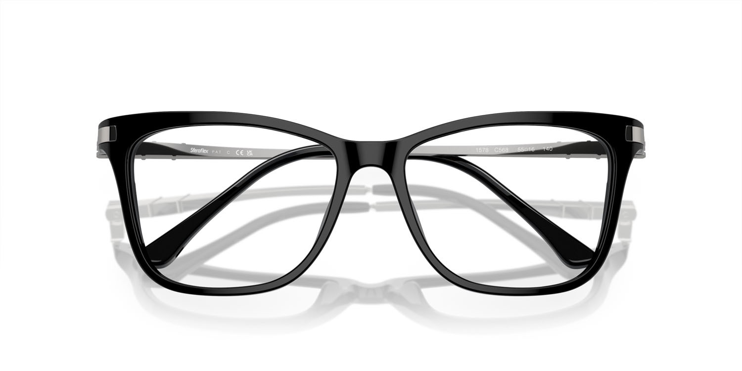 Eyeglasses Sferoflex SF 1578 (C568) color nero lucido shape butterfly lenses lente demo
