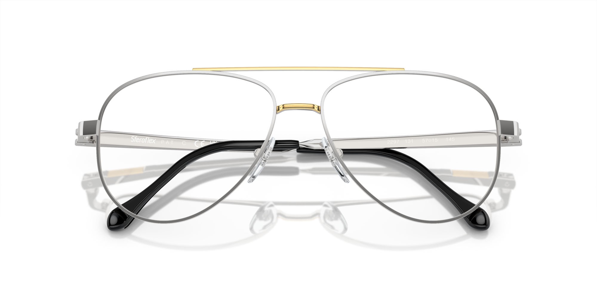 Eyeglasses Sferoflex SF 2297 (131) color argento lucido con oro shape aviator lenses lente demo