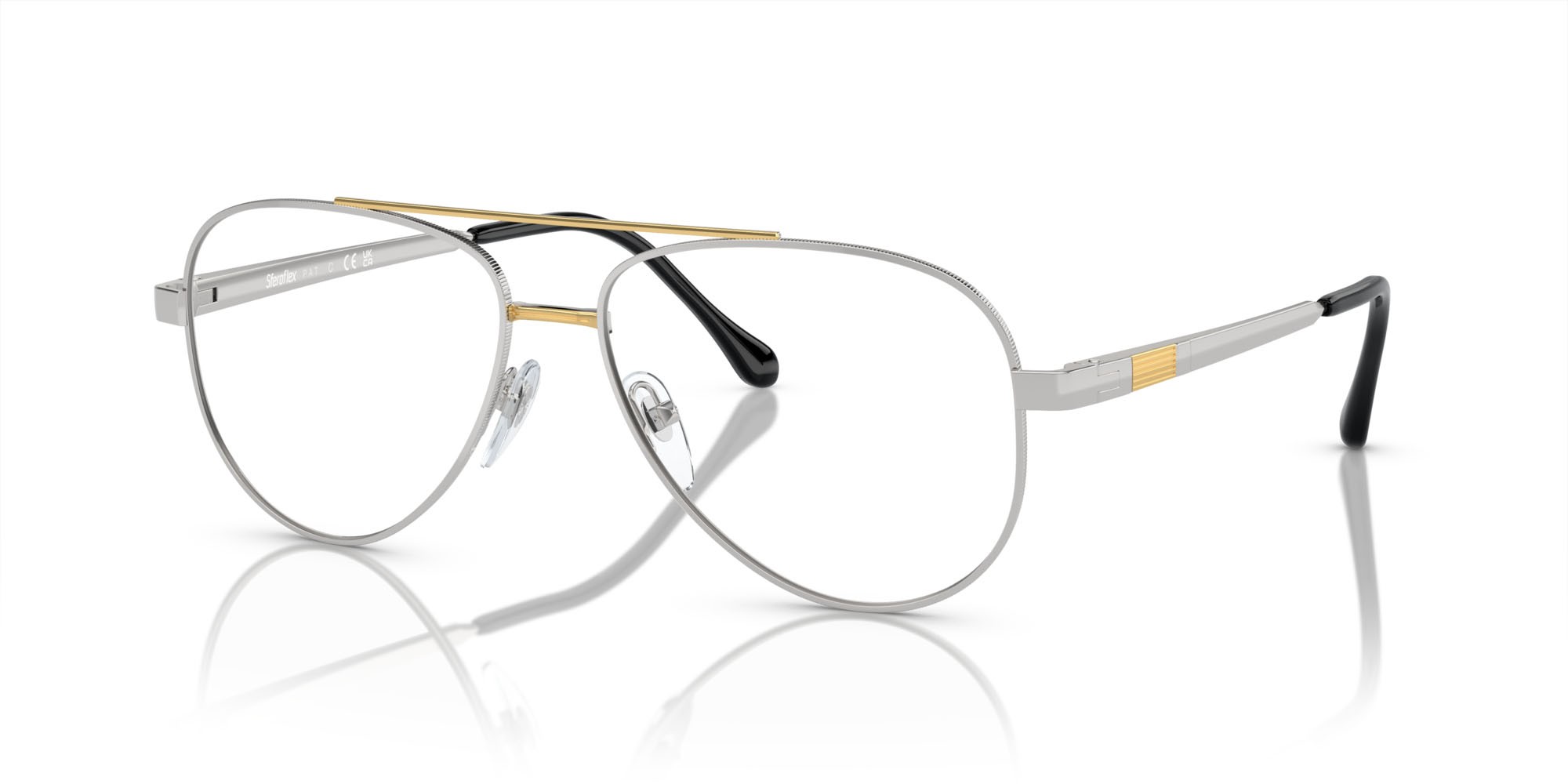 Eyeglasses Sferoflex SF 2297 (131) color argento lucido con oro shape aviator lenses lente demo