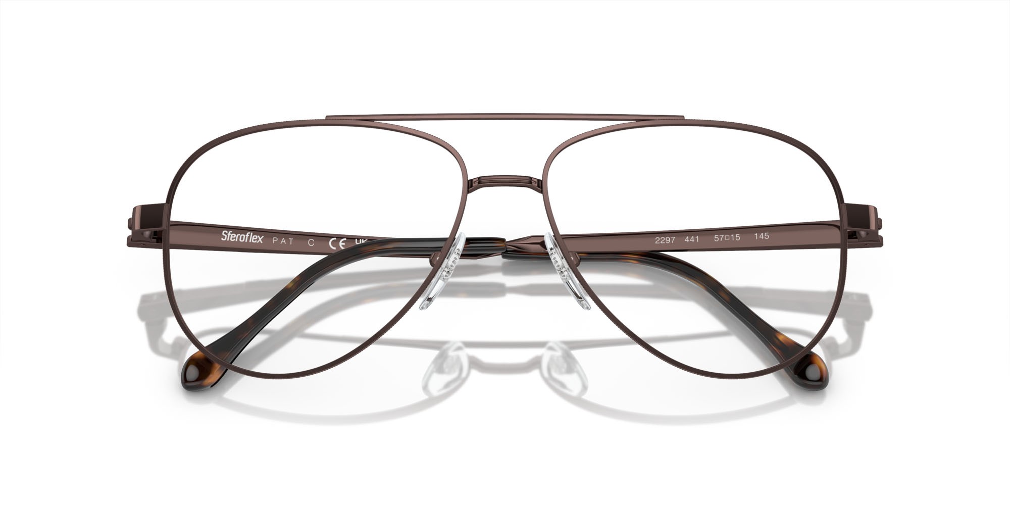 Eyeglasses Sferoflex SF 2297 (441) color marrone scuro brillante shape aviator lenses lente demo