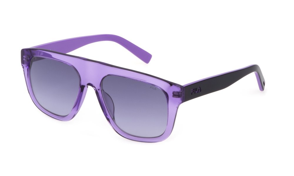 Occhiali da sole Fila SFI220 (0C52) colore lilla trasparente lucido lenti violet gradient