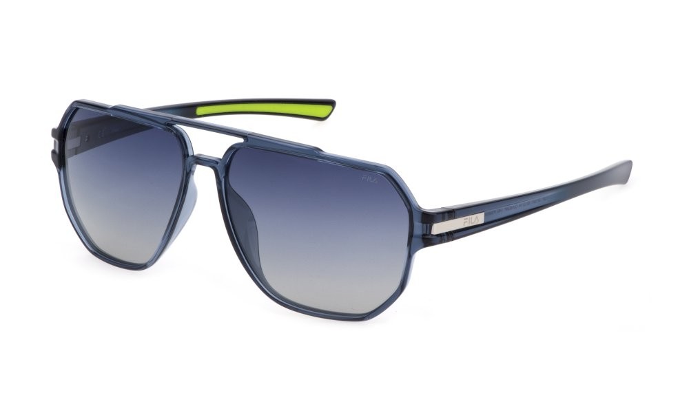 Sunglasses Fila SFI301 (6G5P) color blu trasparente lucido lenses blue gradient