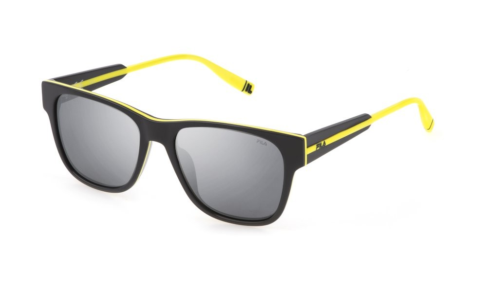 Occhiali da sole Fila SFI311V (6MYP) colore top grigio - giallo lucido lenti smoke multilayer white