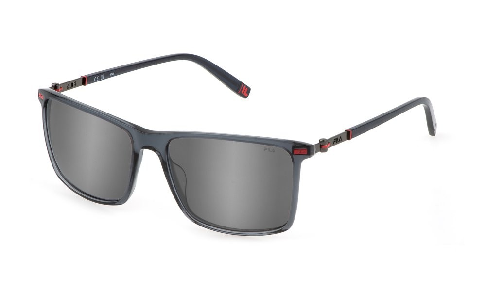 Sunglasses Fila SFI447 (4ALX) color grigio asfalto lucido lenses smoke mirror silver