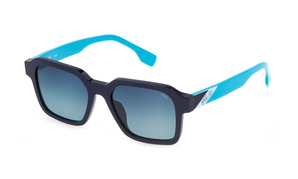Sunglasses Fila SFI458 (09LJ) color blu pieno lucido lenses blue gradient green
