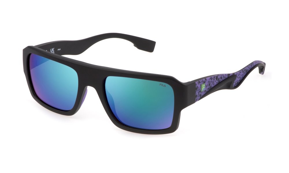 Sunglasses Fila SFI462 (U28Z) color nero opaco lenses smoke multilayer green