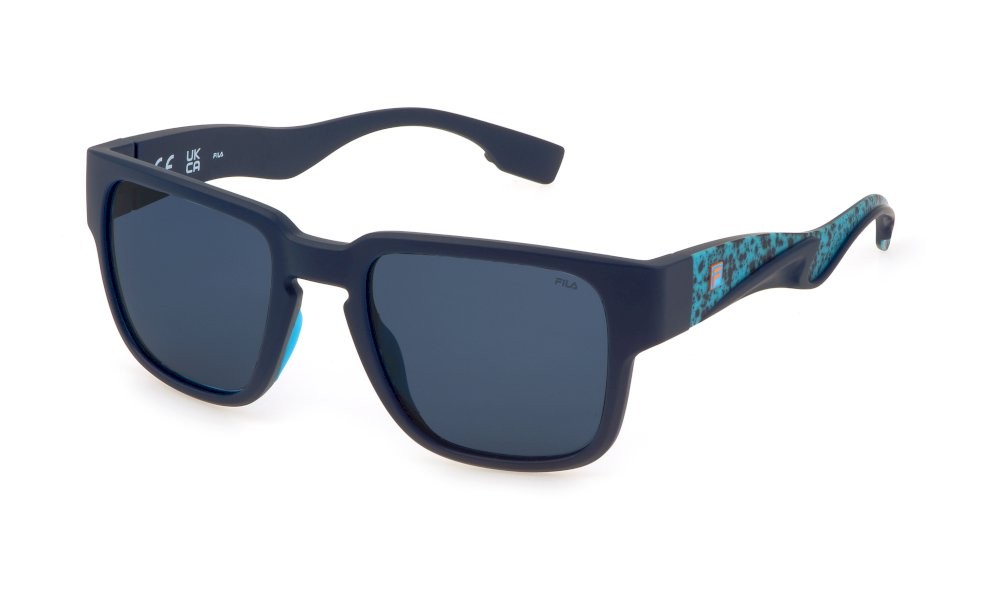 Occhiali da sole Fila SFI463 (J99P) colore blu scuro semilucido lenti blue 