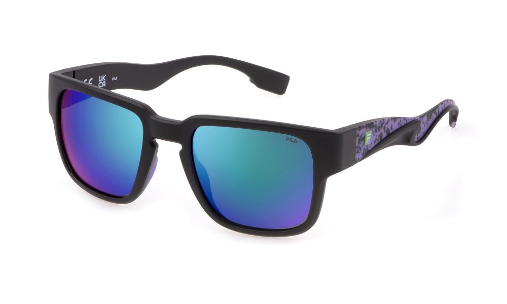 Occhiali da sole Fila SFI463 (U28Z) colore nero opaco lenti smoke multilayer green