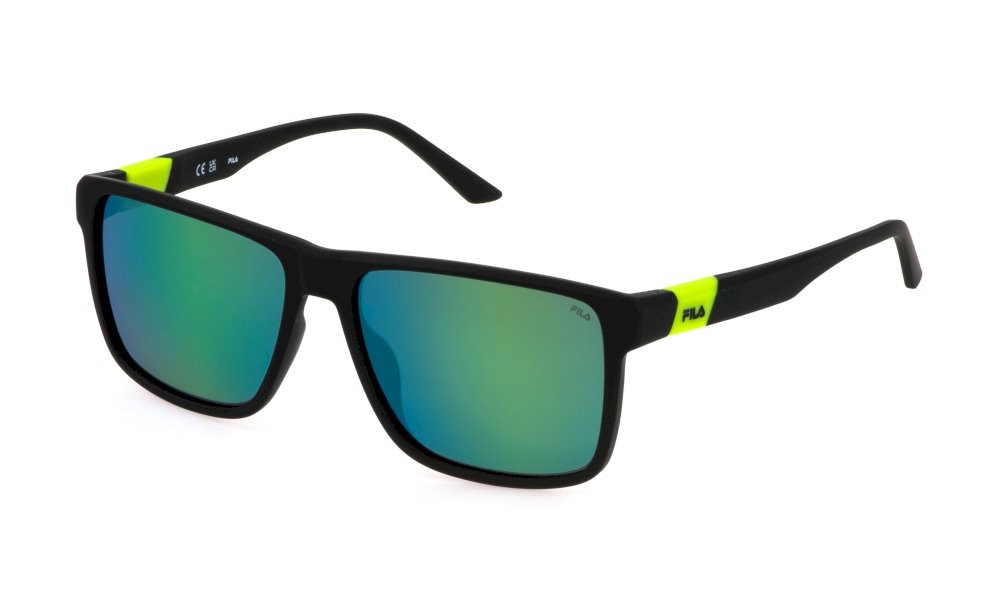Occhiali da sole Fila SFI522 (U28W) colore nero opaco lenti smoke multilayer green