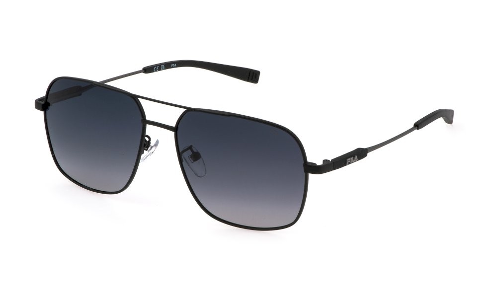 Occhiali da sole Fila SFI523 (531P) colore nero semilucido totale lenti smoke gradient