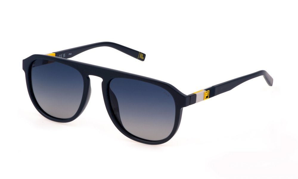 Occhiali da sole Fila SFI528 (6EMP) colore blu scuro lucido lenti blue gradient
