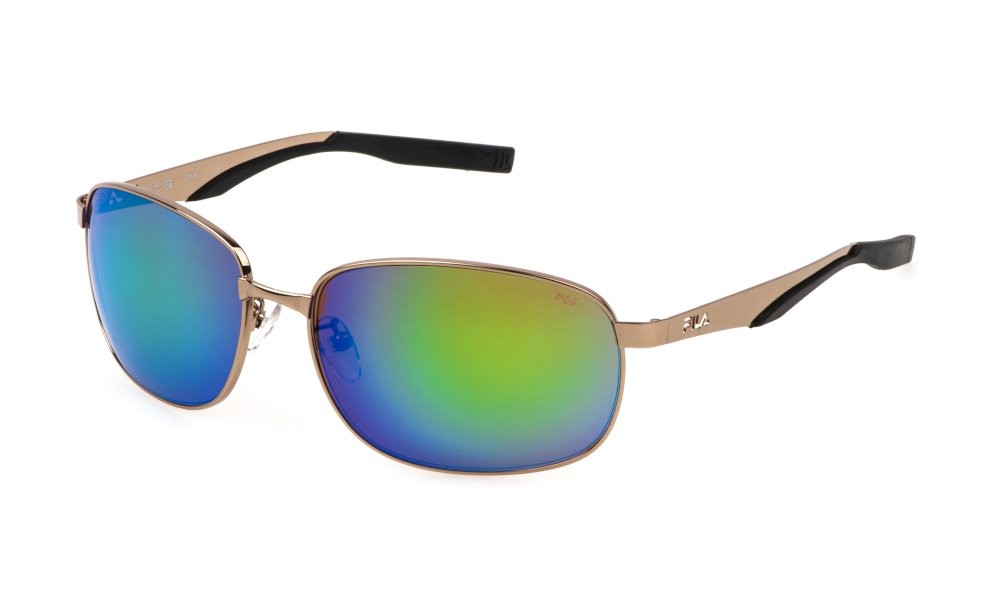 Occhiali da sole Fila SFI724 (8FFV) colore oro grigio lucido lenti old