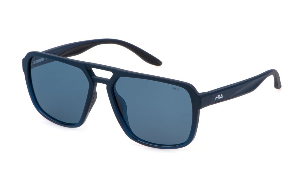Sunglasses Fila SFI725 (8Y6P) color blu scuro sfumato blu chiaro lucido lenses blue