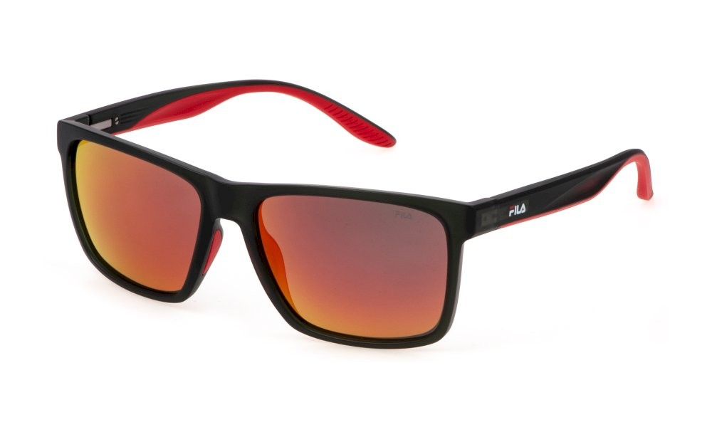 Occhiali da sole Fila SFI726 (6S8P) colore grigio trasparente lenti green/mirror red