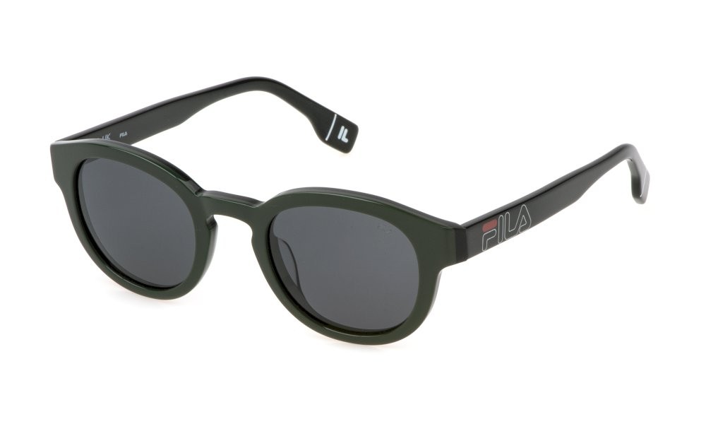 Occhiali da sole Fila SFI731V (B33P) colore verde+nero lucido lenti smoke