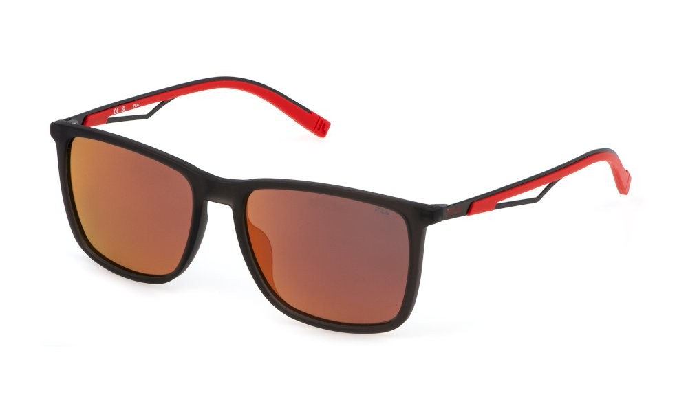 Occhiali da sole Fila SFI889 (7VGP) colore grigio trasparente opaco lenti green/mirror red