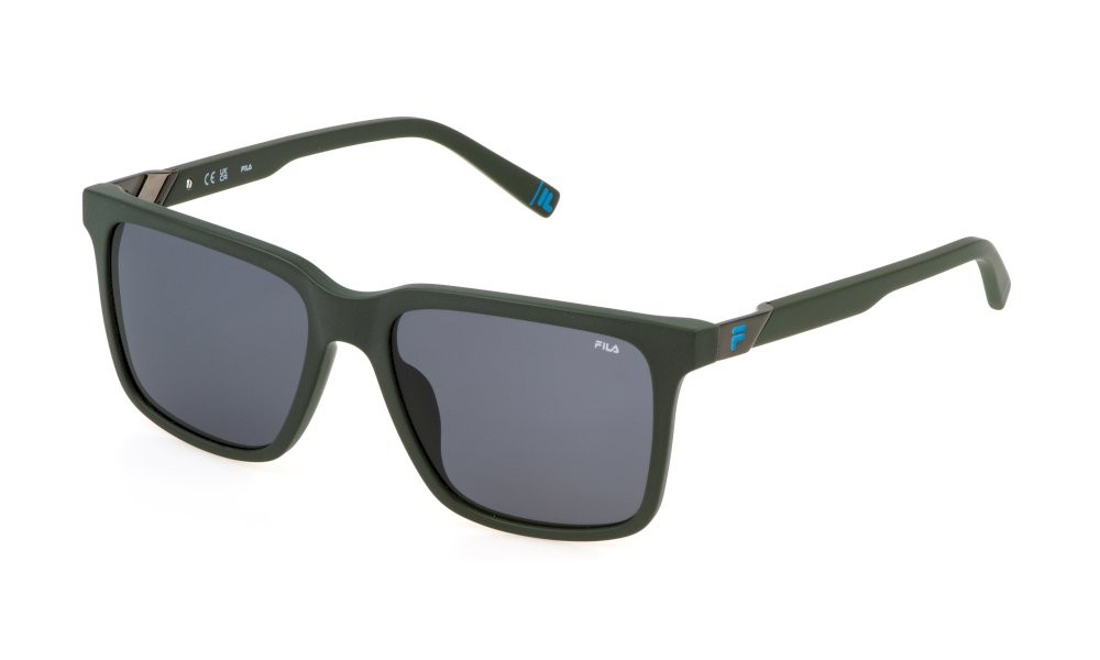 Occhiali da sole Fila SFI891 (0D80) colore verde pieno lucido lenti smoke