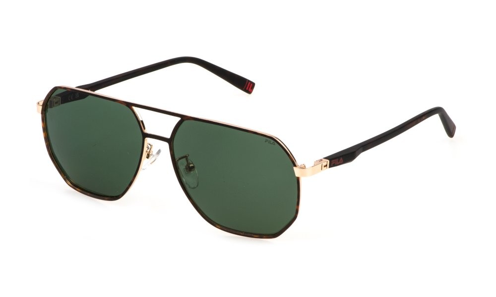 Occhiali da sole Fila SFI892 (0320) colore oro rose' lucido c/parti avana lenti green