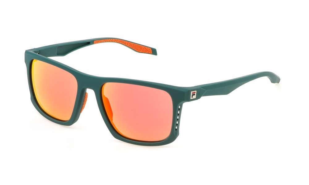 Occhiali da sole Fila SFI894 (B63X) colore petrolio opaco lenti brown/multilayer orange