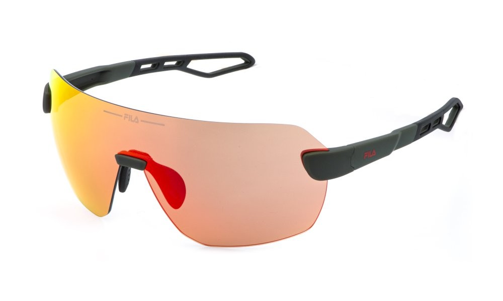 Sunglasses Fila SFIA05 (J97R) color verde militare opaco lenses brown multilayer red