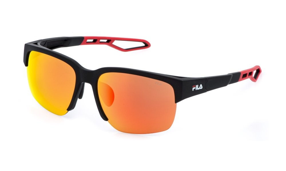Occhiali da sole Fila SFIA06 (U28R) colore nero opaco lenti brown multilayer red