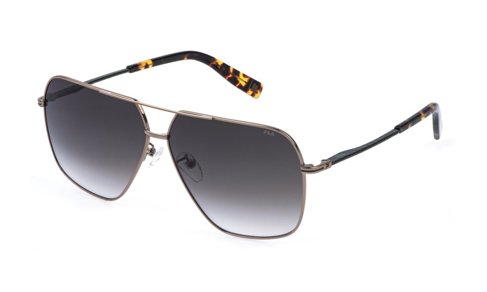 Occhiali da sole Fila SFIA10 (08FF) colore oro grigio lucido lenti brown gradient