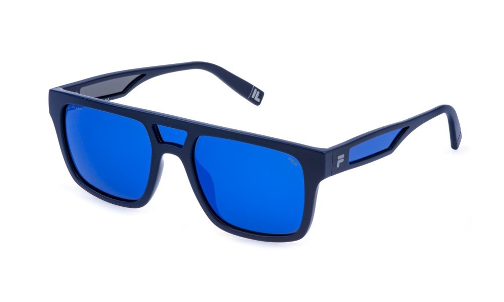 Occhiali da sole Fila SFIA13 (C03P) colore blu opaco lenti smoke/mirror blue