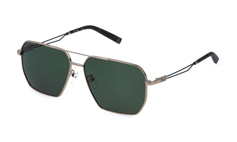Occhiali da sole Fila SFIB09 (8FFP) colore oro grigio lucido lenti green