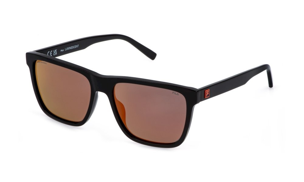 Occhiali da sole Fila SFID18 (700P) colore nero lucido lenti green/mirror red
