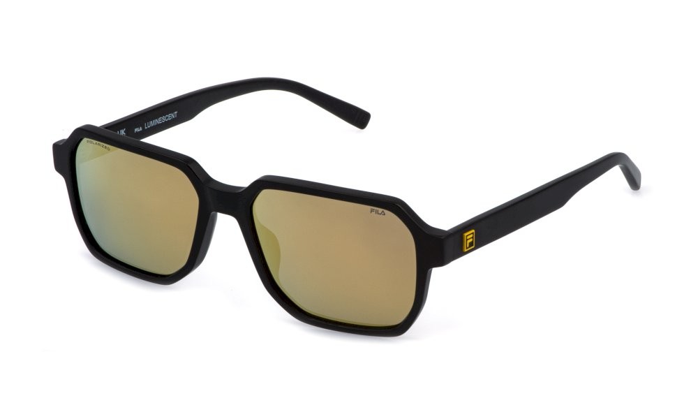 Occhiali da sole Fila SFID19 (703P) colore nero sabbiato/opaco lenti smoke mirror gold