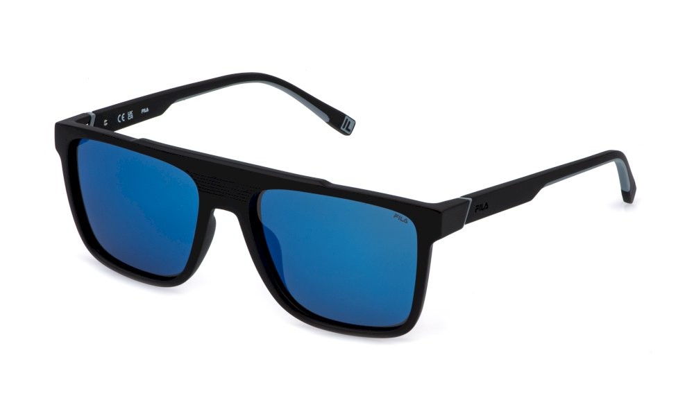 Occhiali da sole Fila SFID20 (U28P) colore nero opaco lenti smoke/mirror blue