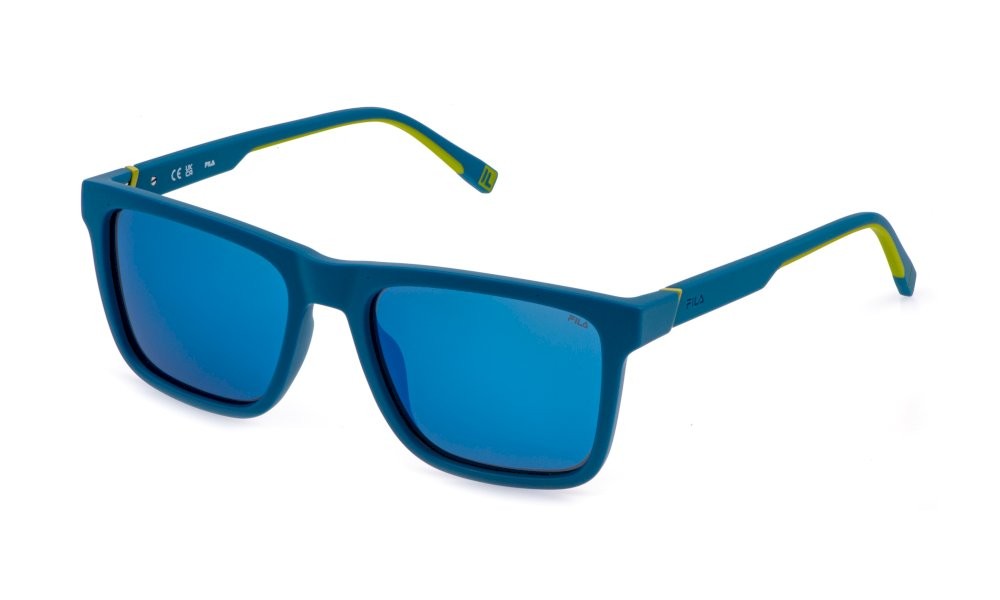 Occhiali da sole Fila SFID21 (R22P) colore blu pieno opaco lenti smoke/mirror blue
