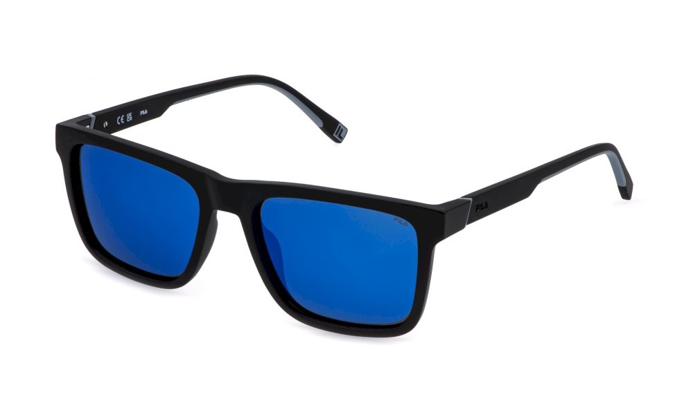 Occhiali da sole Fila SFID21 (U28P) colore nero opaco lenti smoke/mirror blue