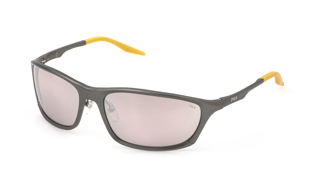 Sunglasses Fila SFID68 (8YZX) color grigio scuro pieno opaco lenses brown/multilayer white
