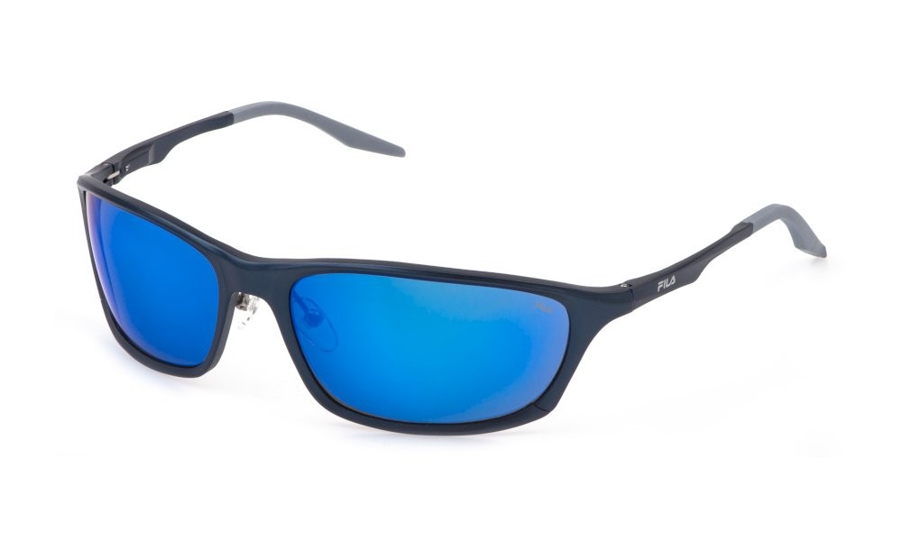Occhiali da sole Fila SFID68 (A30B) colore blu opaco lenti smoke multilayer blue