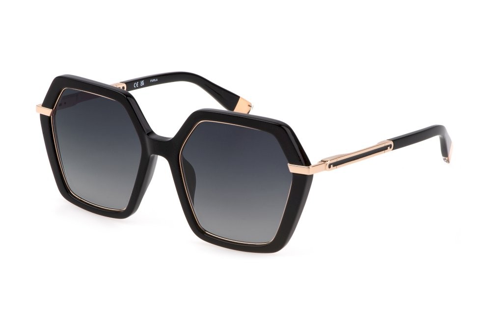 Sonnenbrillen Furla SFU691 (0700) farbe nero lucido gläser smoke grad.