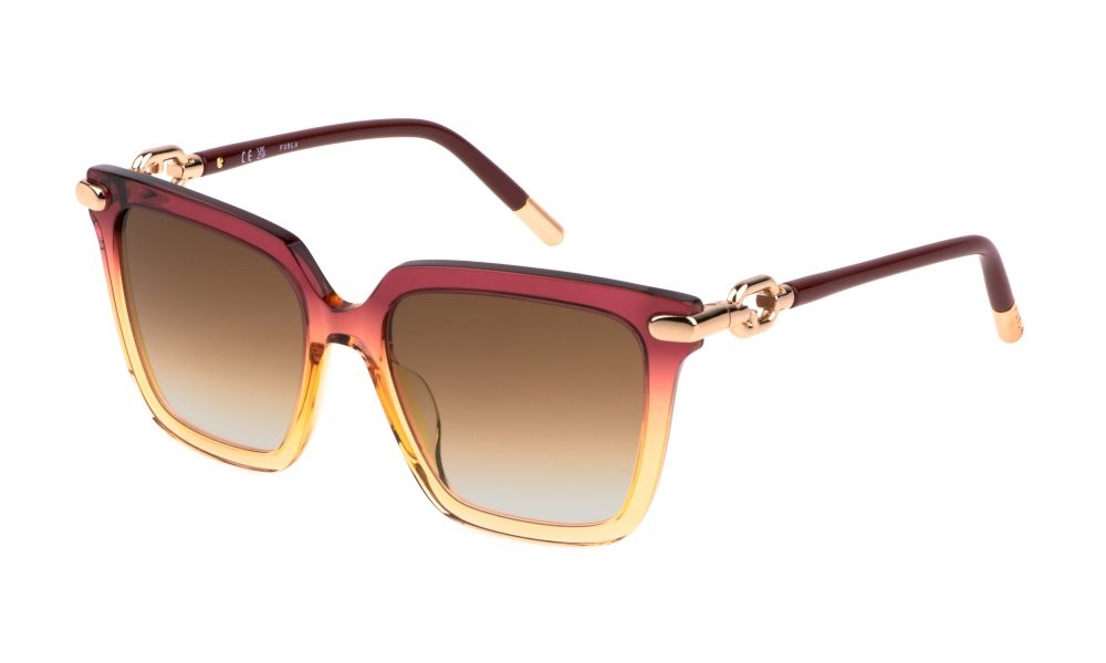 Sonnenbrillen Furla SFU713 (02AS) farbe bordeaux sfumato gläser brown gradient