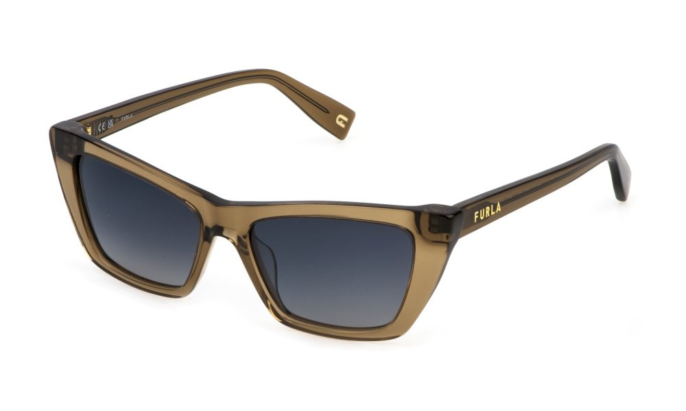 Sunglasses Furla SFU730 (7N8P) color kaki trasparente lucido lenses not info