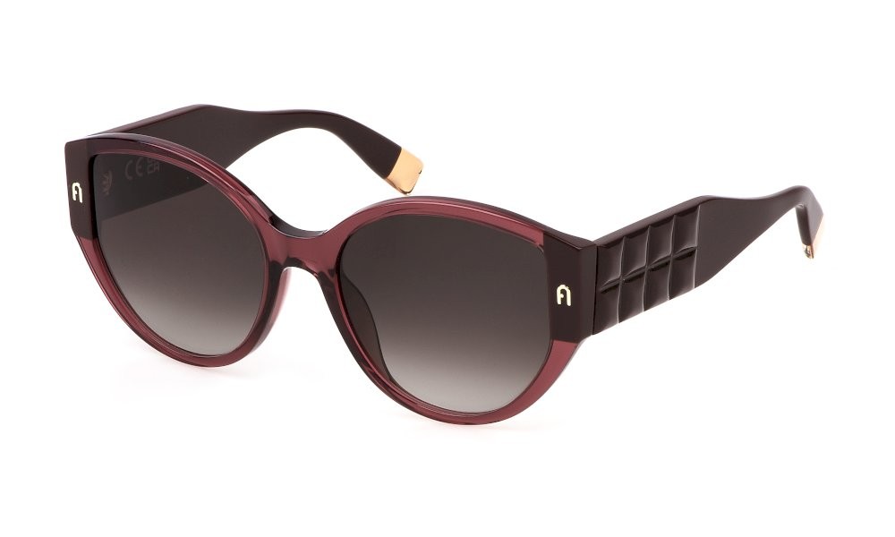 Sonnenbrillen Furla SFU784 (0AFD) farbe lampone trasparente lucido gläser brown gradient pink