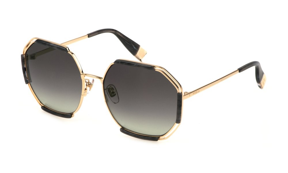 Occhiali da sole Furla SFU785 (0300) colore oro rose' lucido totale lenti smoke gradient