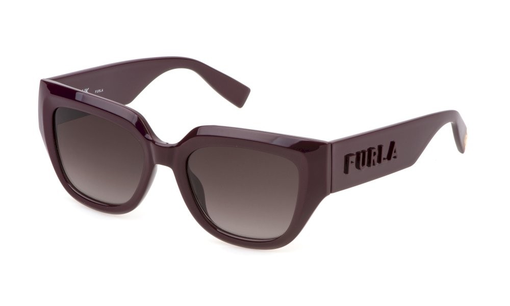 Sunglasses Furla SFU809V (01CK) color bordeaux lenses brown gradient brown