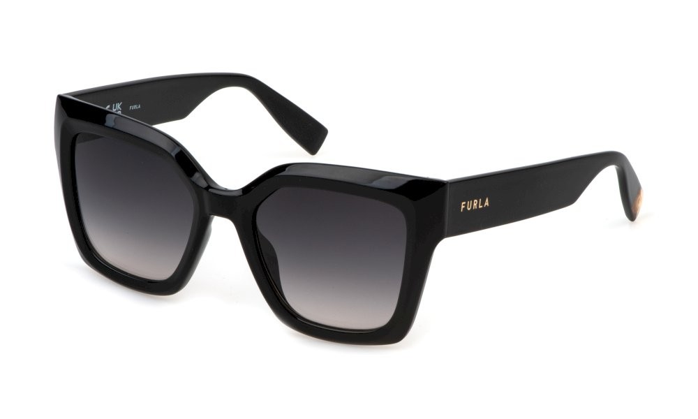 Sunglasses Furla SFU810 (0700) color nero lucido lenses smoke gradient beige