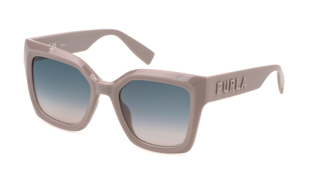 Occhiali da sole Furla SFU810V (06Y1) colore beige lucido lenti smoke gradient pink