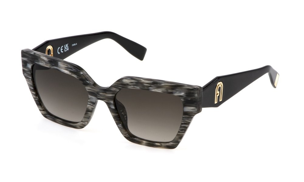 Sunglasses Furla SFU811 (06BZ) color grigio striato lenses smoke gradient smoke